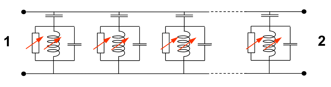 Parallel RLC circuits divide the frequency to a range that the read-out electronics can handle